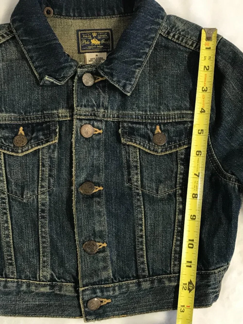 Ralph Lauren Girls Denim Jacket 8 NWOT Removable Leopard Collar